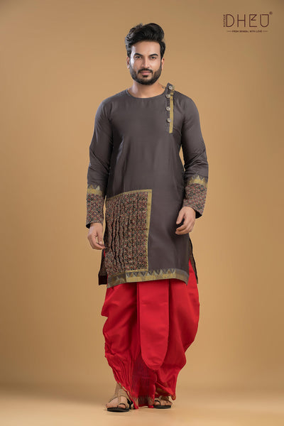 Dheu Exclusive Designer Kurta Dhoti(Optional) Set