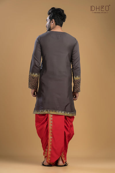 Dheu Exclusive Designer Kurta Dhoti(Optional) Set