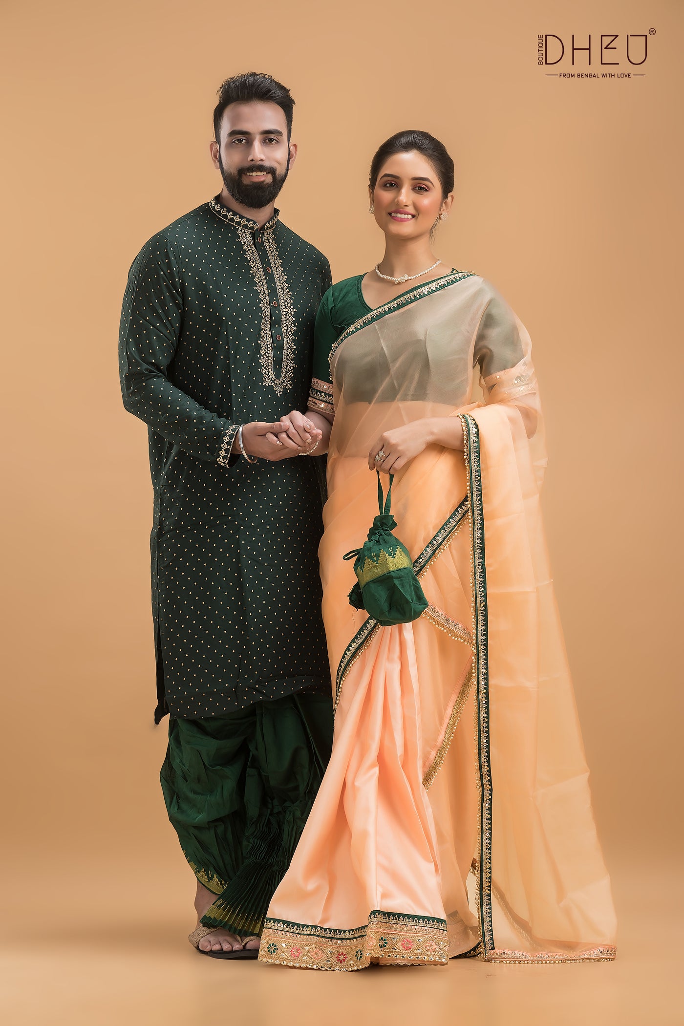 Designer Mekhela & Kurta Couple Set