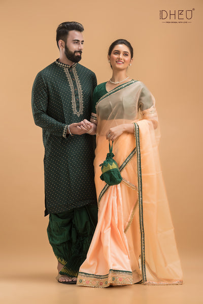 Designer Mekhela & Kurta Couple Set