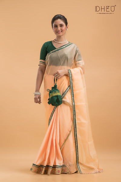 Dheu Exclusive -Designer Organza Mekhela Sador