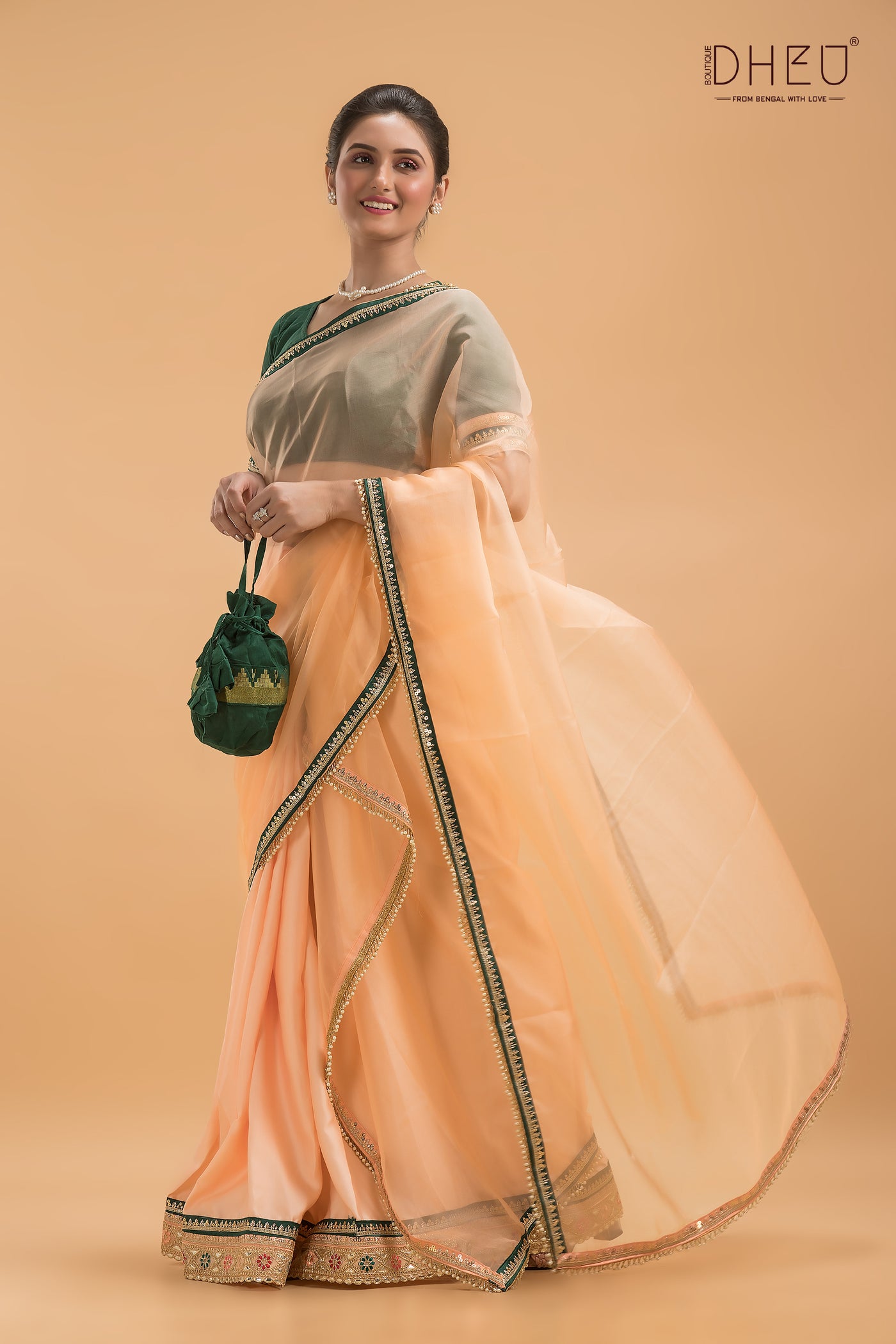 Dheu Exclusive -Designer Organza Mekhela Sador