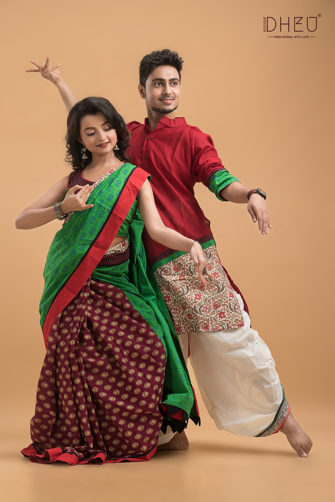 Exclusive Designer Saree & Kurta Couple Set