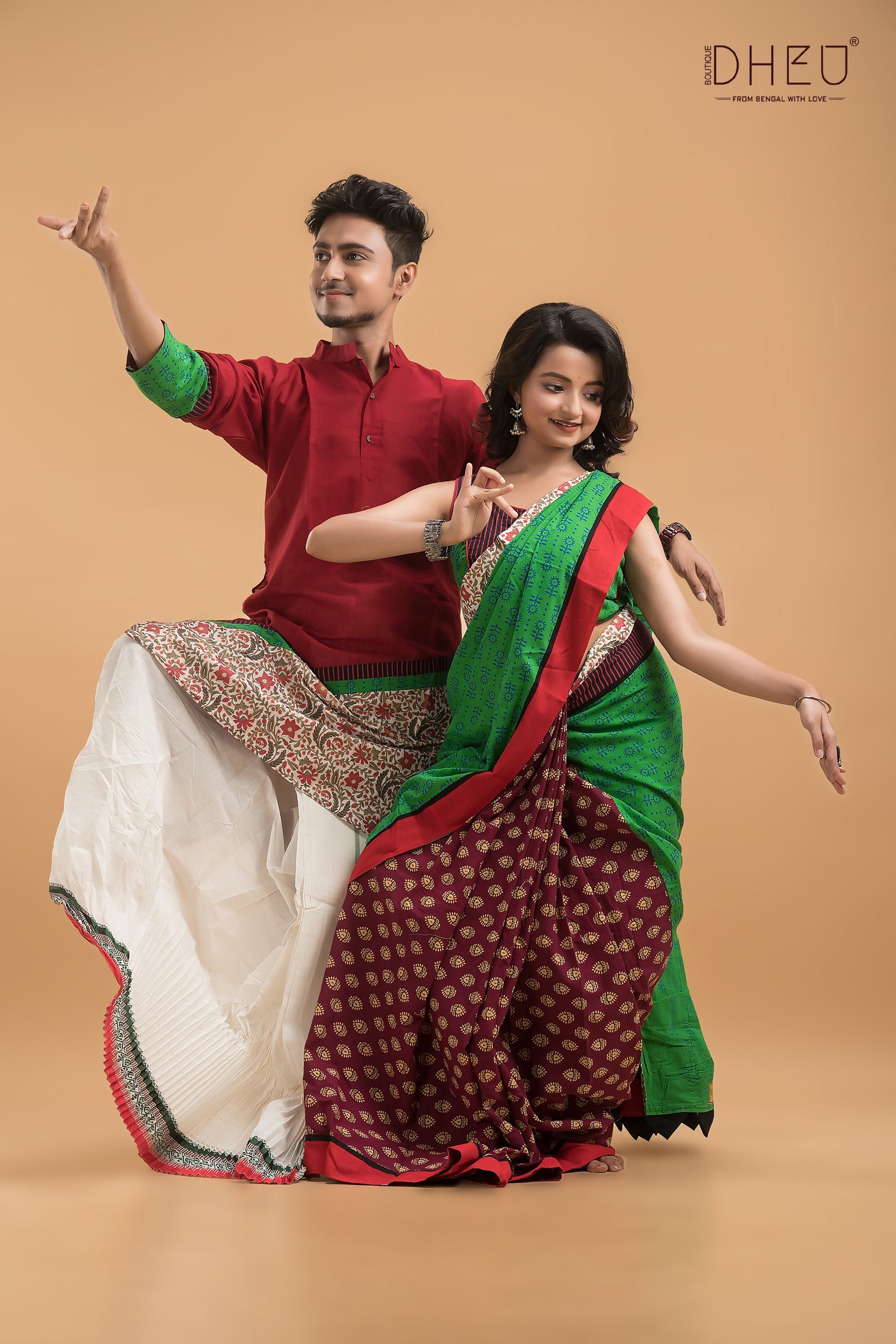 Exclusive Designer Saree & Kurta Couple Set