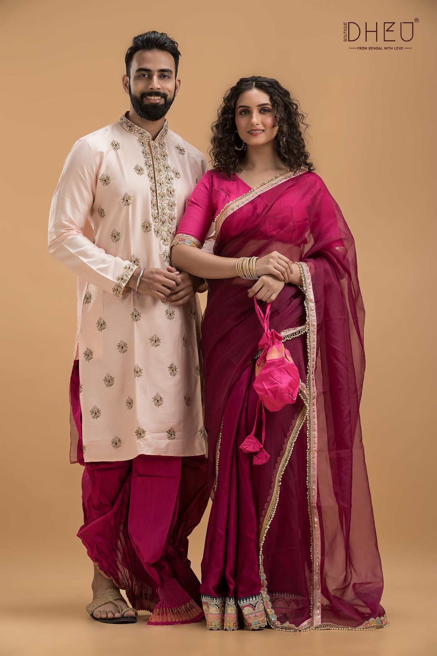 Designer Mekhela & Kurta Couple Set