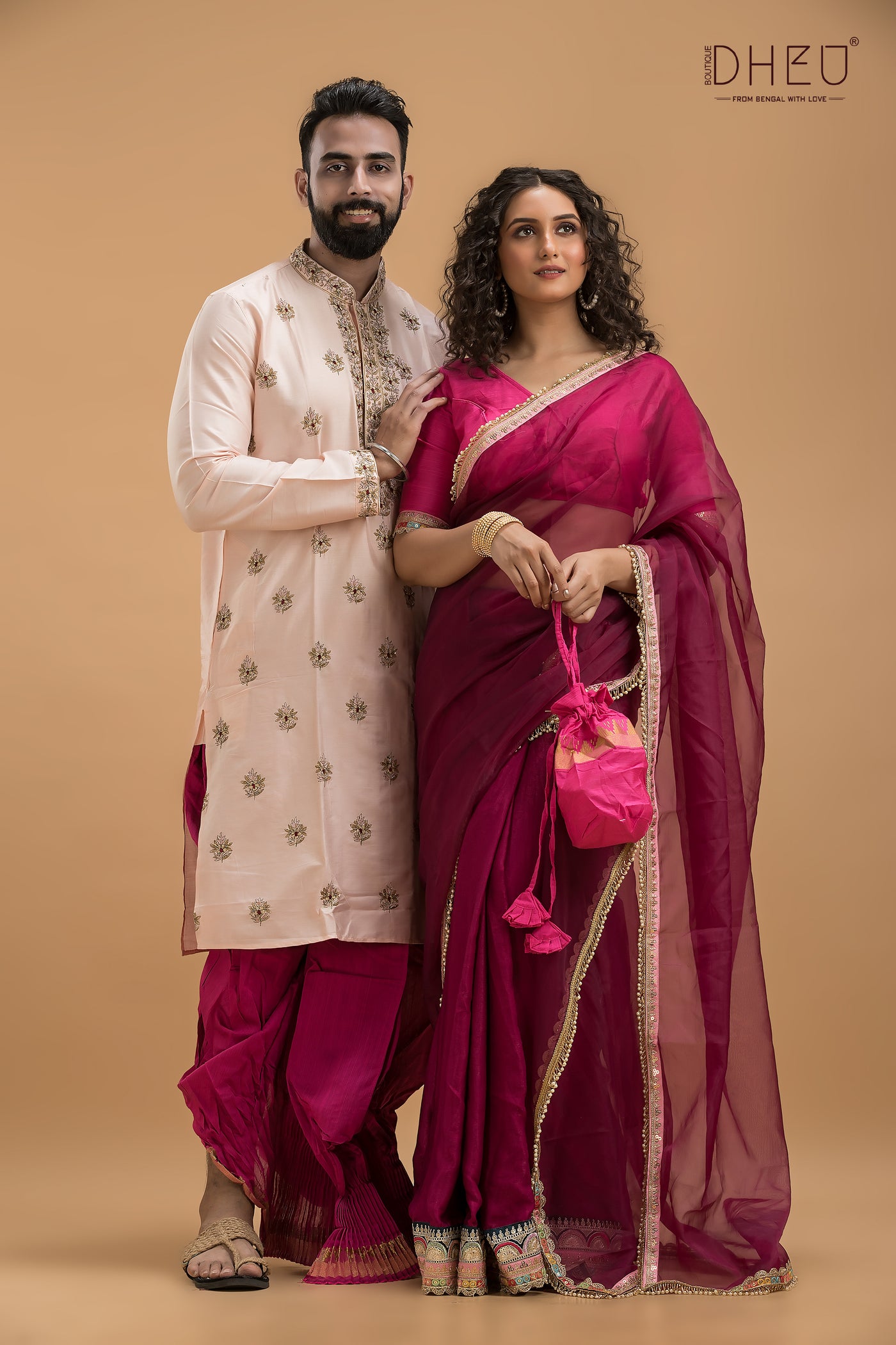 Designer Mekhela & Kurta Couple Set