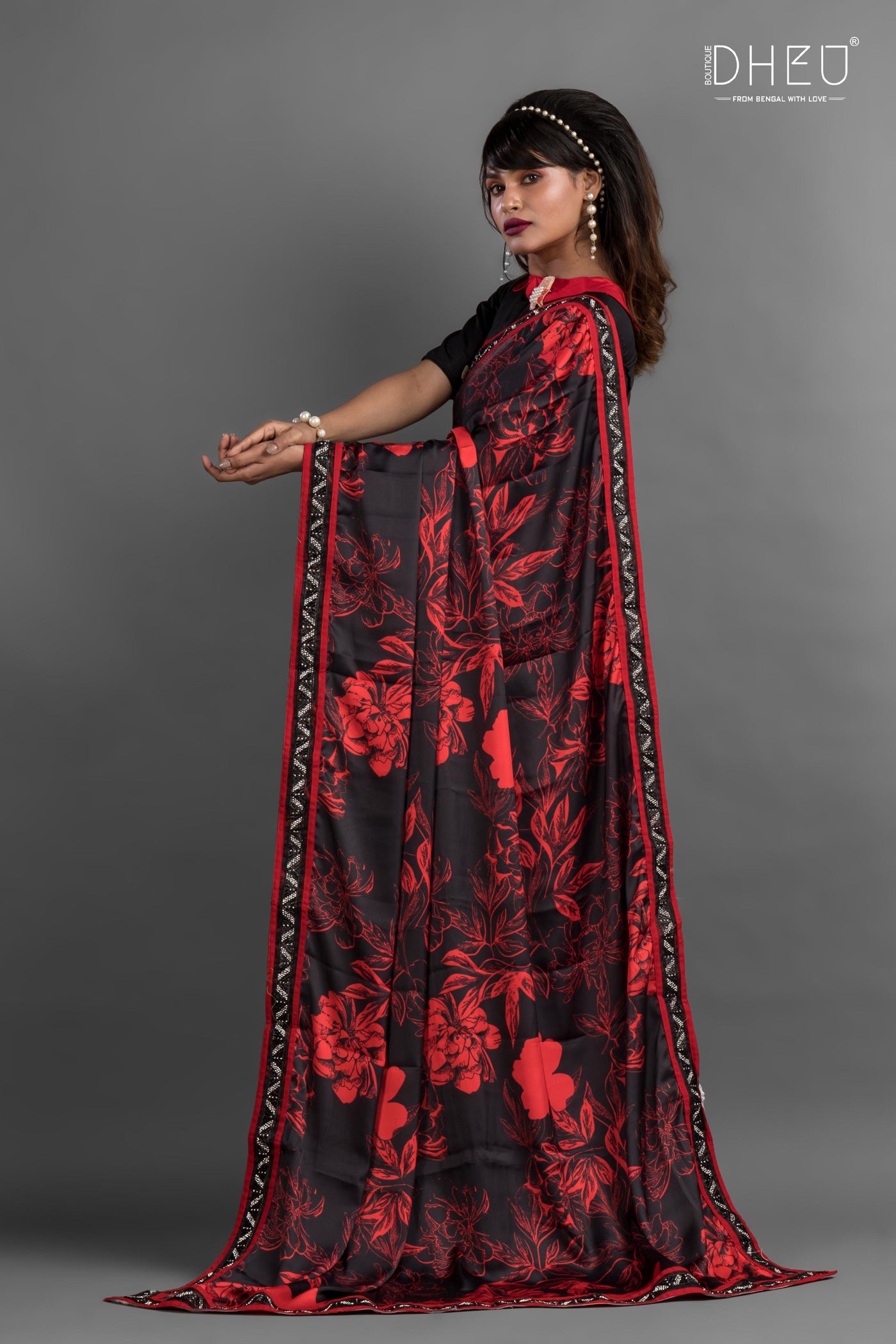 O Haseena Zulfonwali- Dheu Exclusive Printed Satin Saree