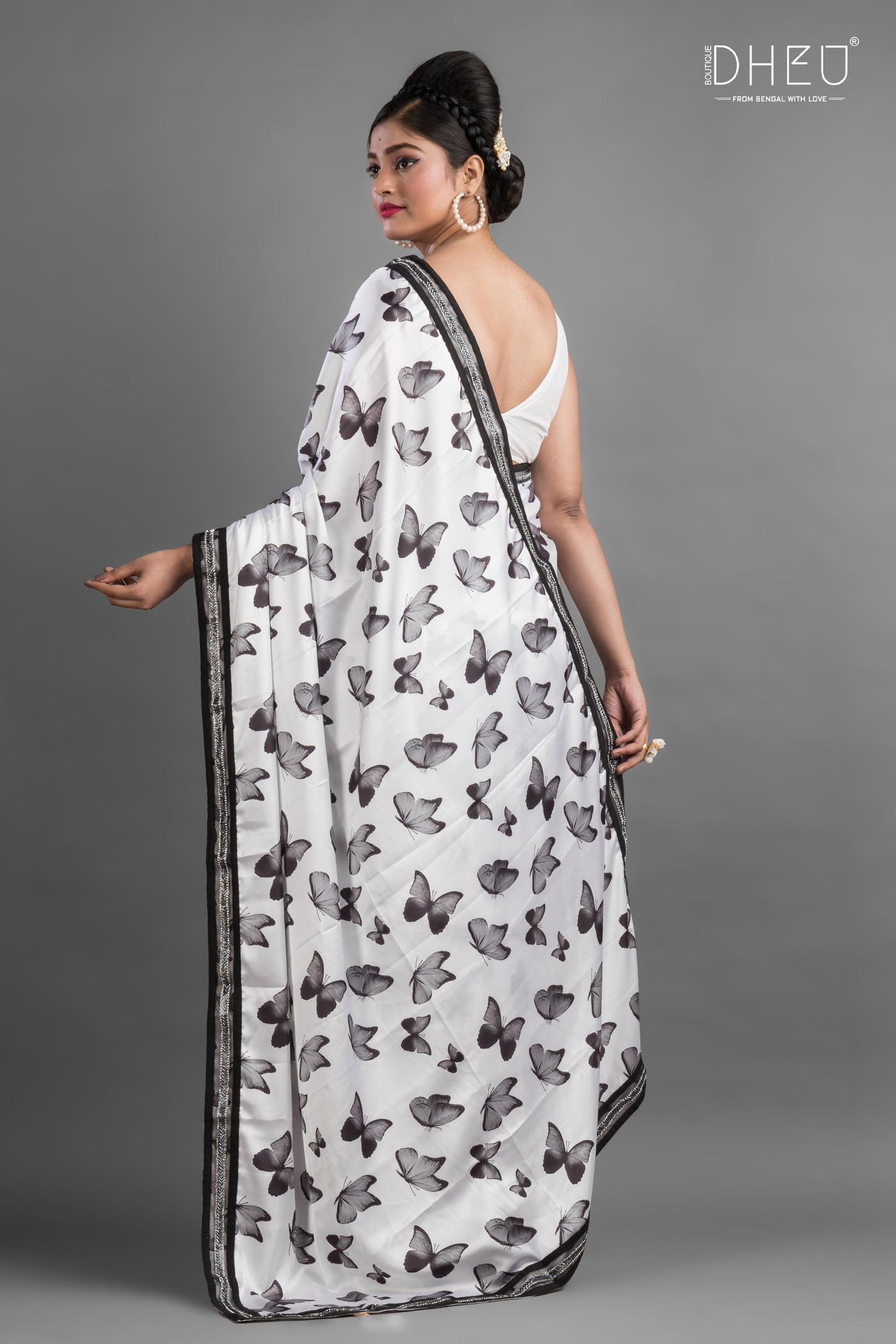 Dheu Exclusive Printed Satin Saree