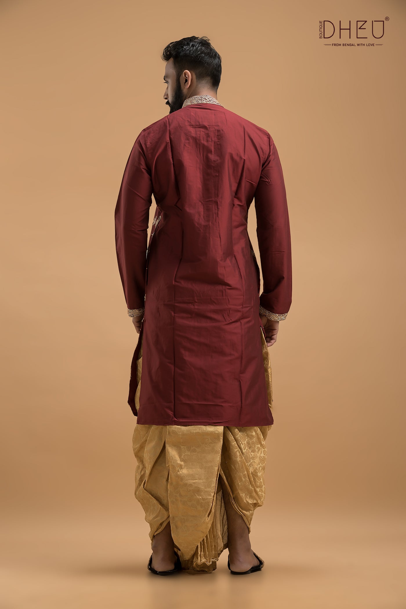 Exclusive Embroidered Katan Silk Kurta & Dhoti(Optional) Set