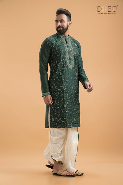 Exclusive Katan Silk Kurta & Dhoti(Optional) Set