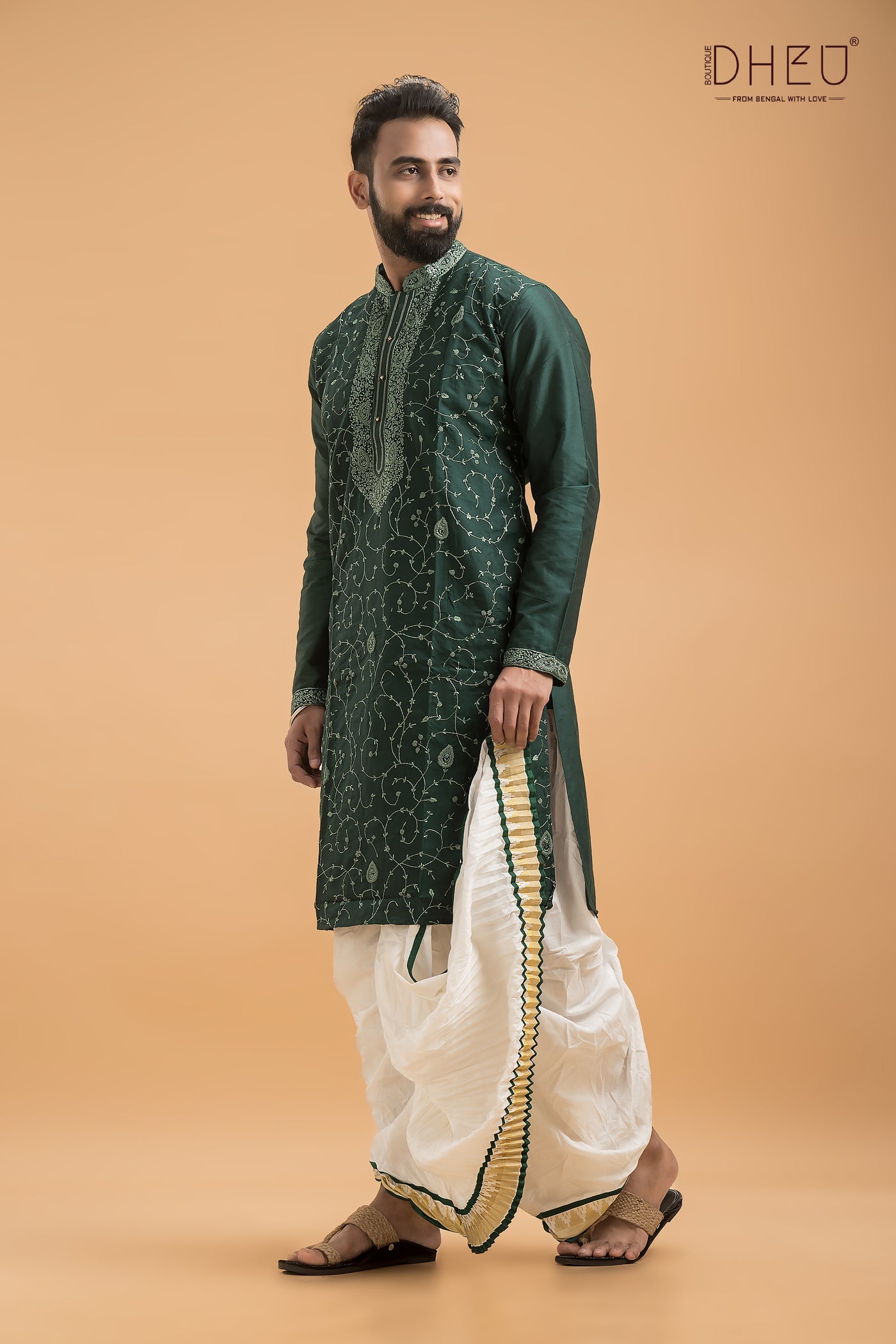 Exclusive Katan Silk Kurta & Dhoti(Optional) Set