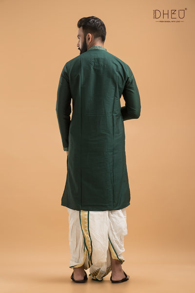 Exclusive Katan Silk Kurta & Dhoti(Optional) Set