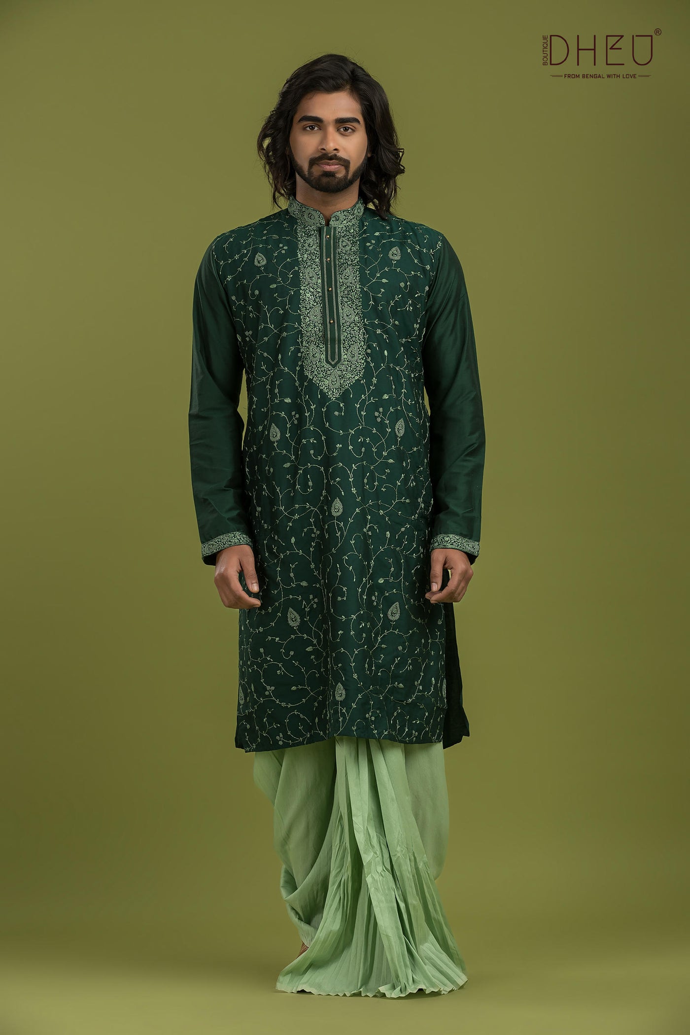 Exclusive Katan Silk Kurta & Dhoti(Optional) Set