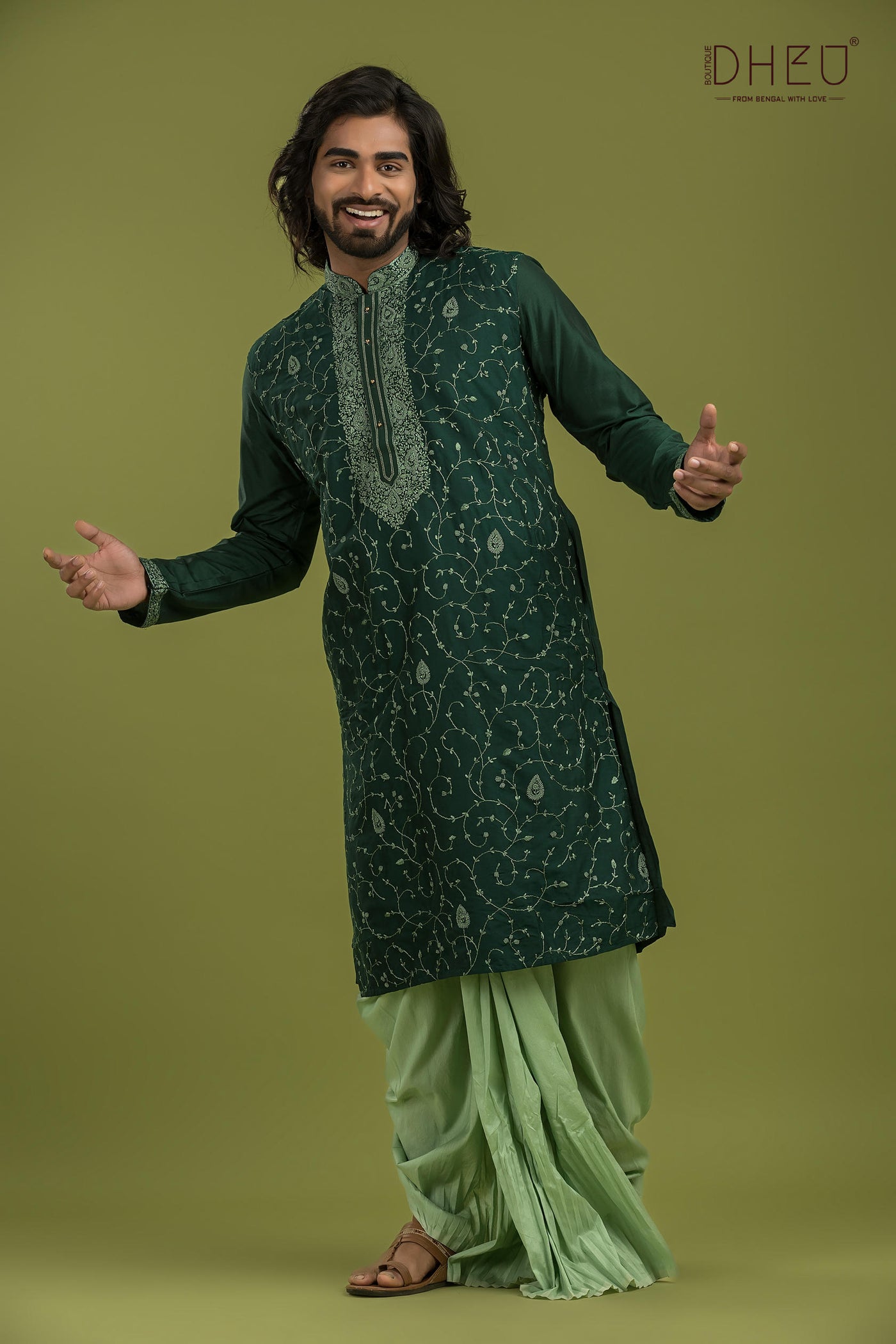 Exclusive Katan Silk Kurta & Dhoti(Optional) Set