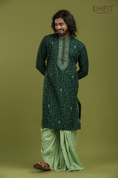 Exclusive Katan Silk Kurta & Dhoti(Optional) Set