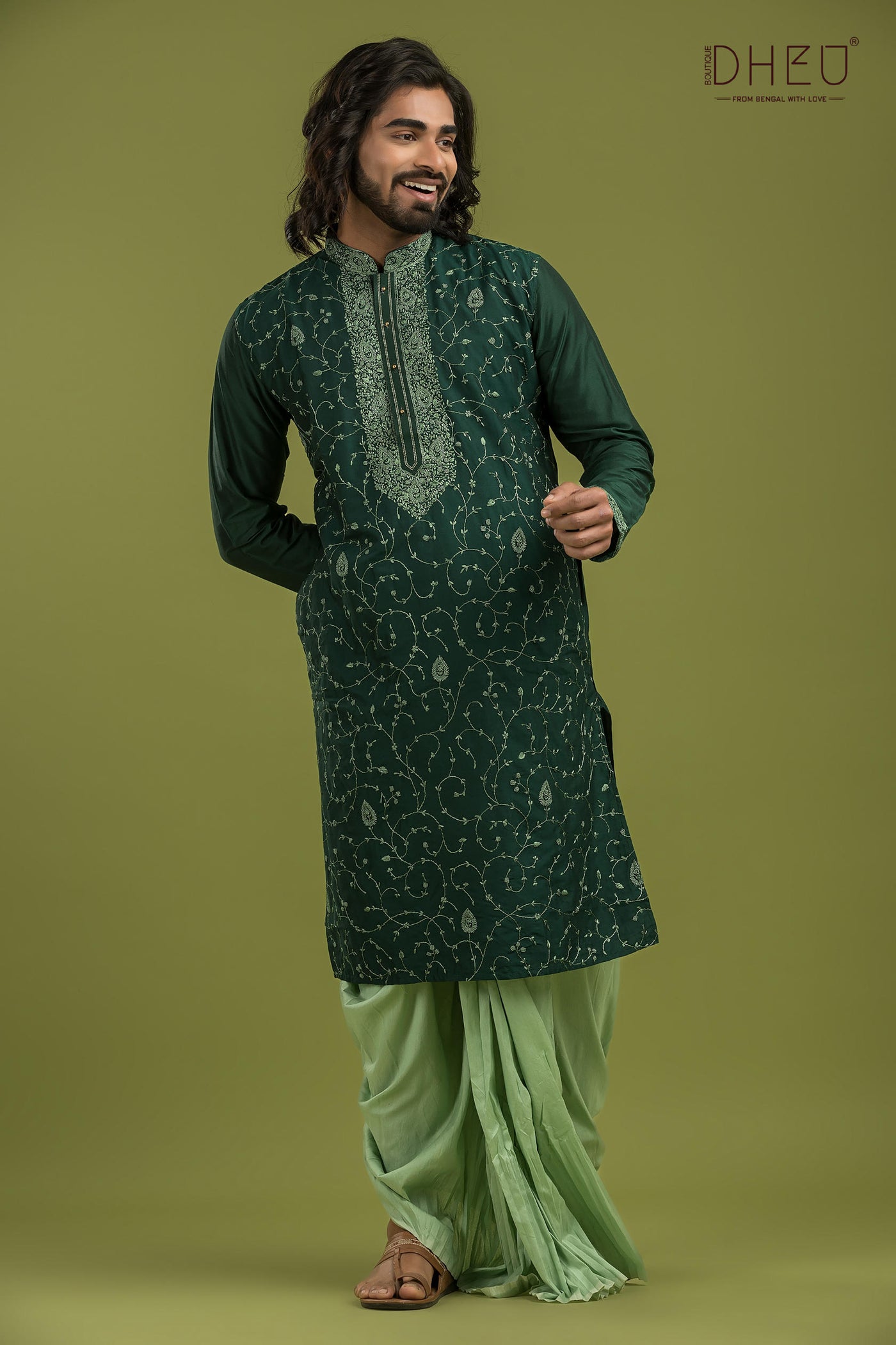 Exclusive Katan Silk Kurta & Dhoti(Optional) Set