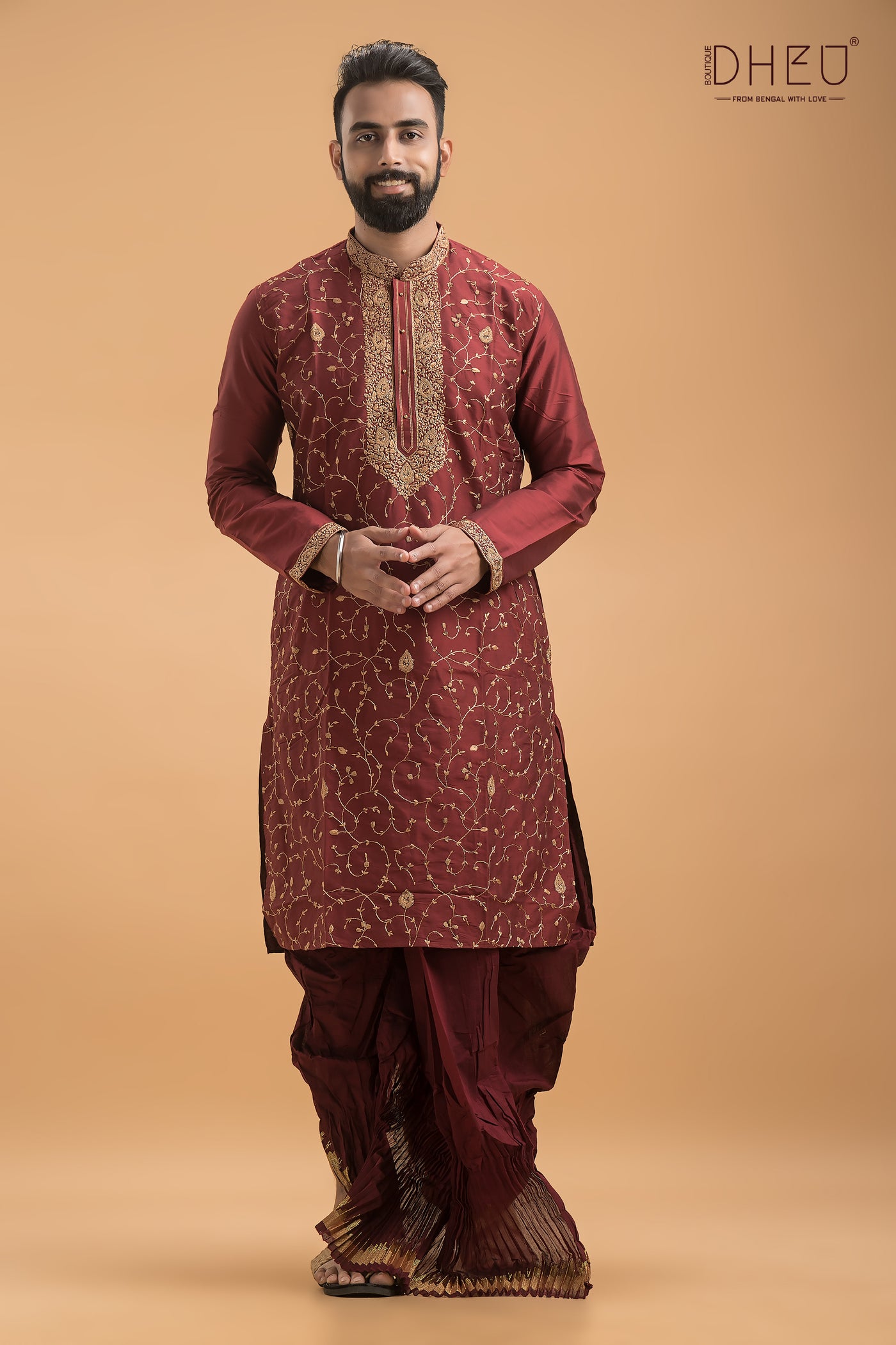 Exclusive Katan Silk Kurta & Dhoti(Optional) Set