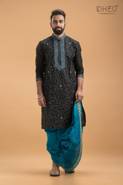 Exclusive Katan Silk Kurta & Dhoti(Optional) Set