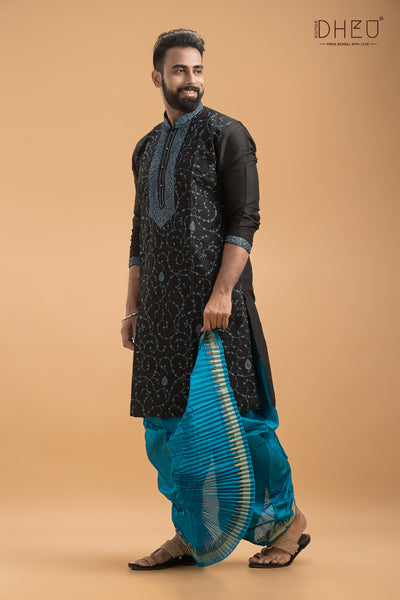 Exclusive Katan Silk Kurta & Dhoti(Optional) Set