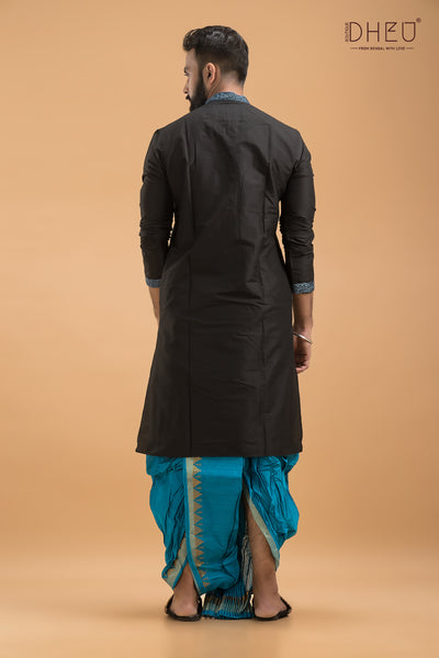 Exclusive Katan Silk Kurta & Dhoti(Optional) Set