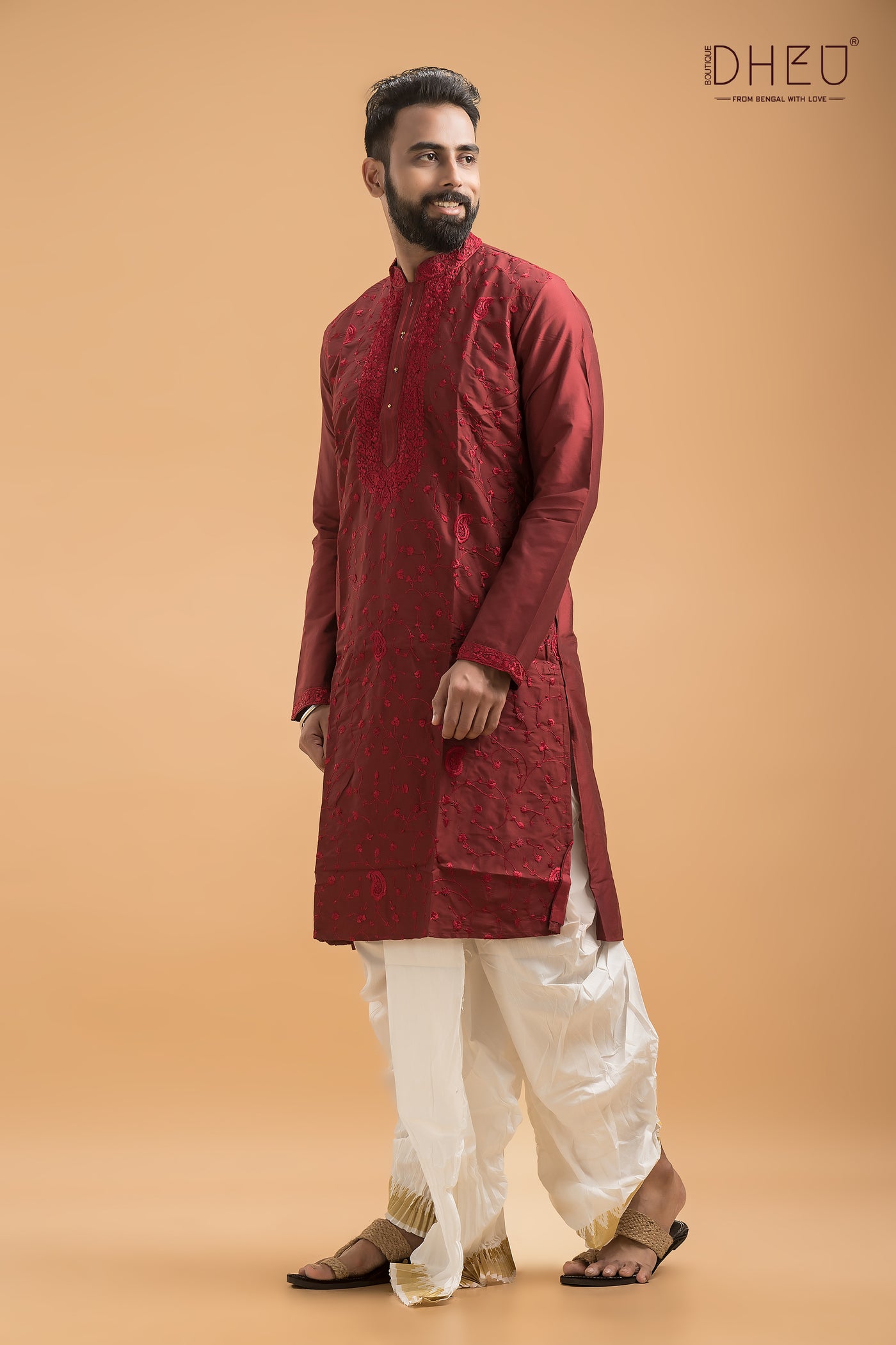 Exclusive Katan Silk Kurta & Dhoti(Optional) Set