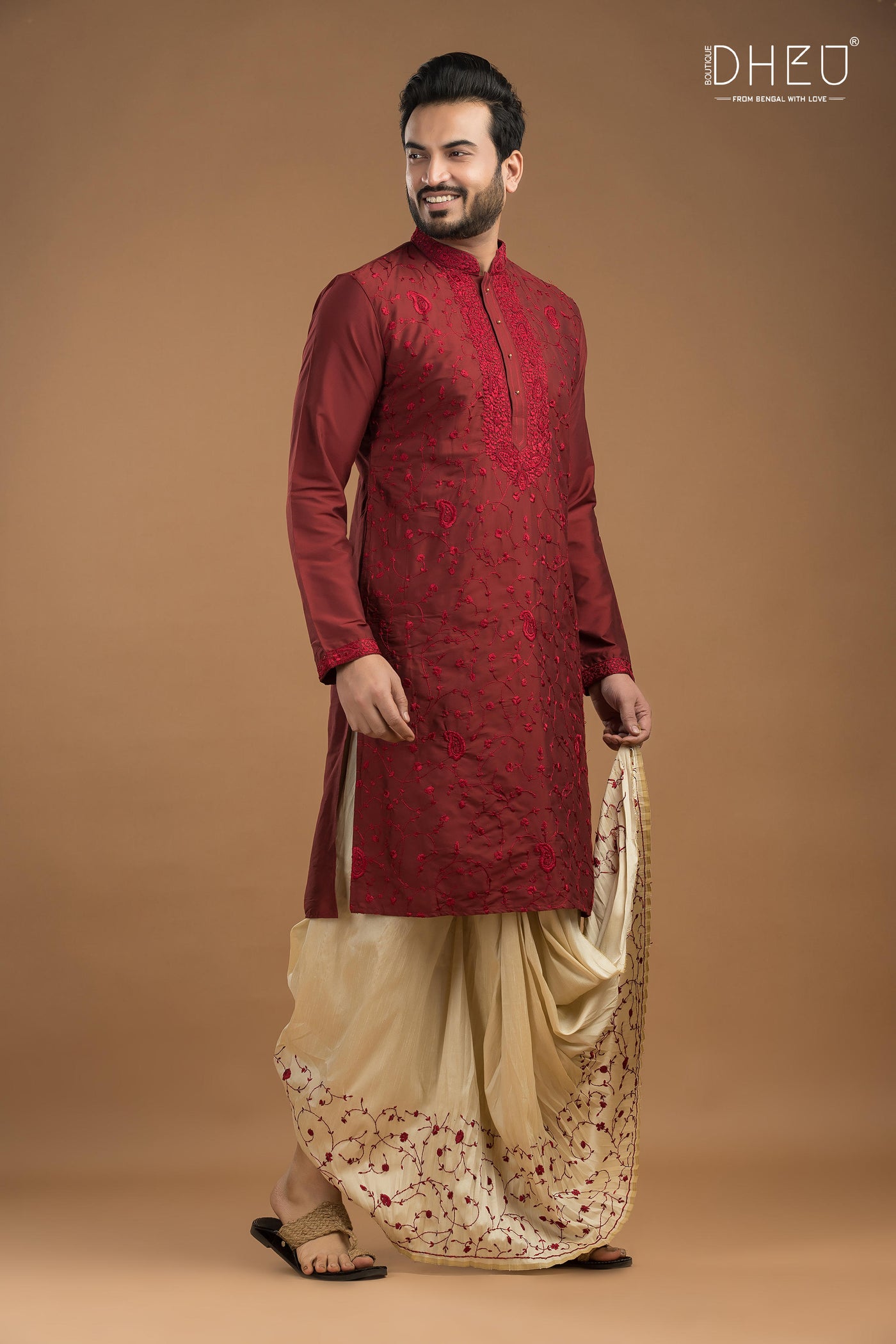 Exclusive Katan Silk Kurta & Dhoti Set