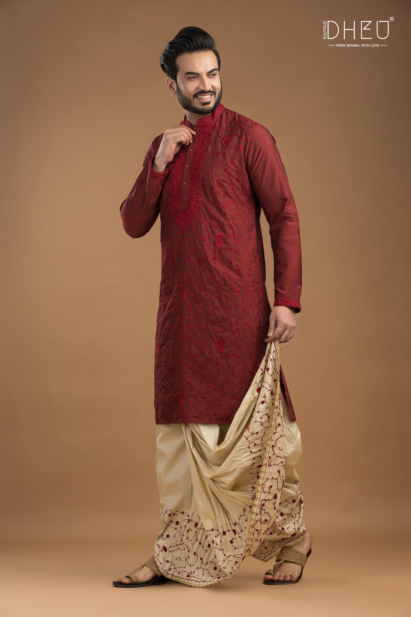 Exclusive Katan Silk Kurta & Dhoti Set