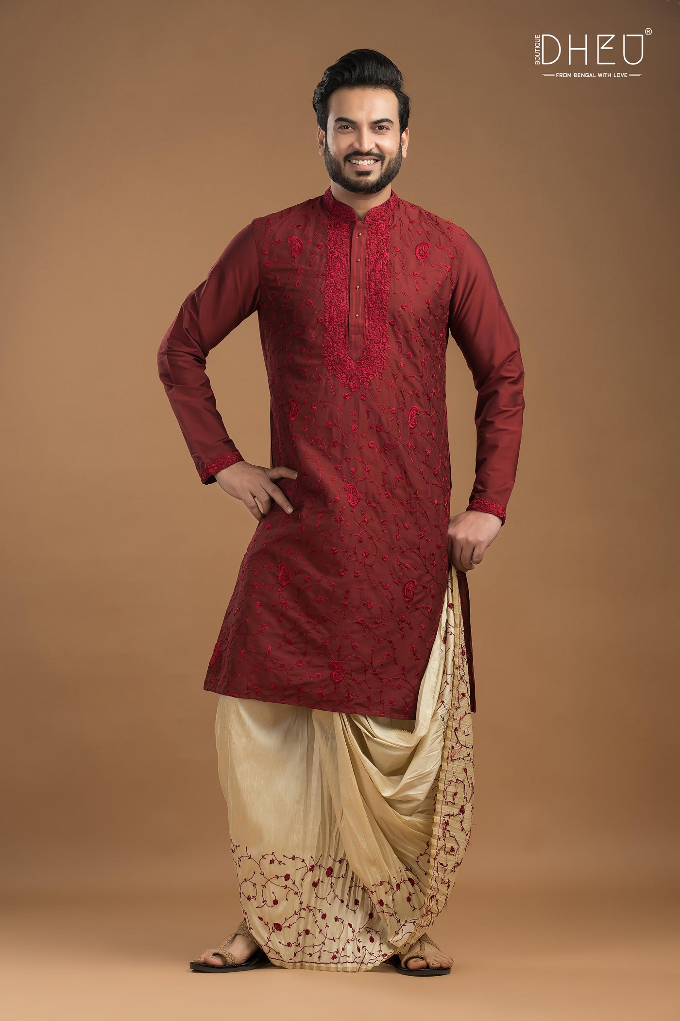 Exclusive Katan Silk Kurta & Dhoti Set