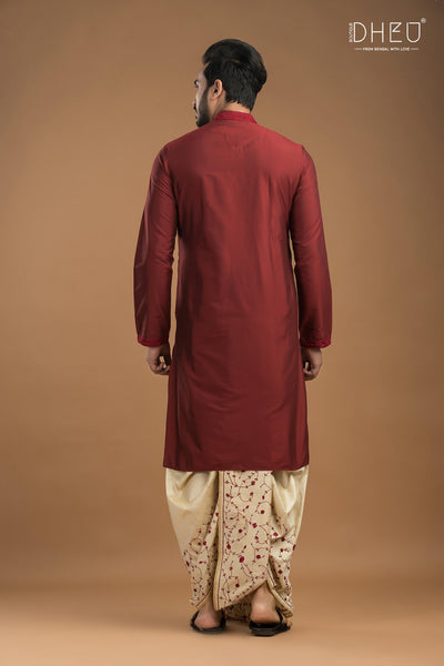 Exclusive Katan Silk Kurta & Dhoti Set