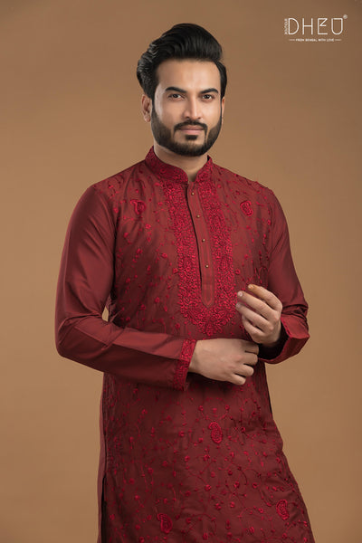 Exclusive Katan Silk Kurta & Dhoti Set