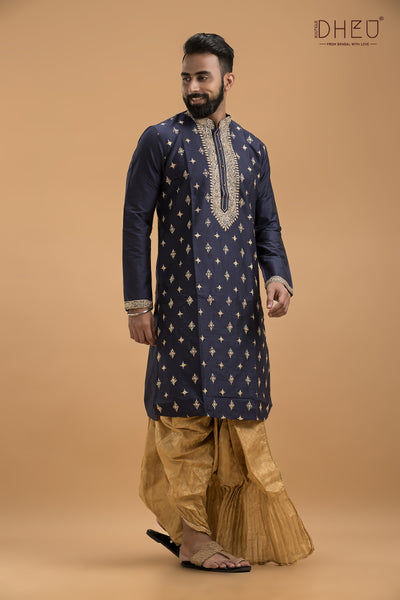 Exclusive Katan Silk Kurta & Dhoti(Optional) Set