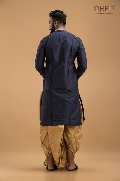 Exclusive Katan Silk Kurta & Dhoti(Optional) Set