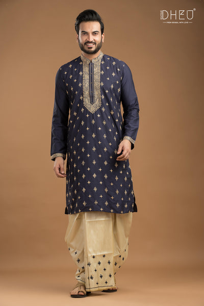 Exclusive Katan Silk Kurta & Dhoti Set