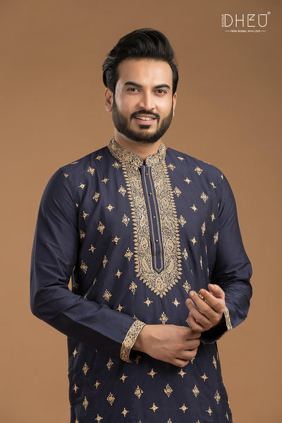 Exclusive Katan Silk Kurta & Dhoti Set