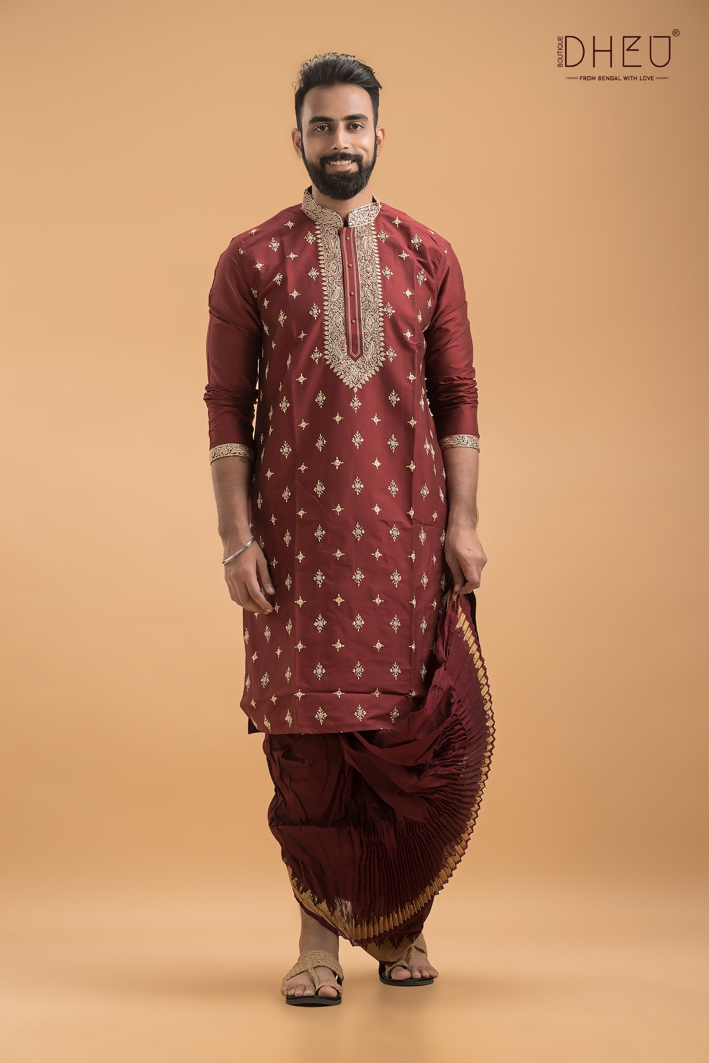 Exclusive Katan Silk Kurta & Dhoti(Optional) Set