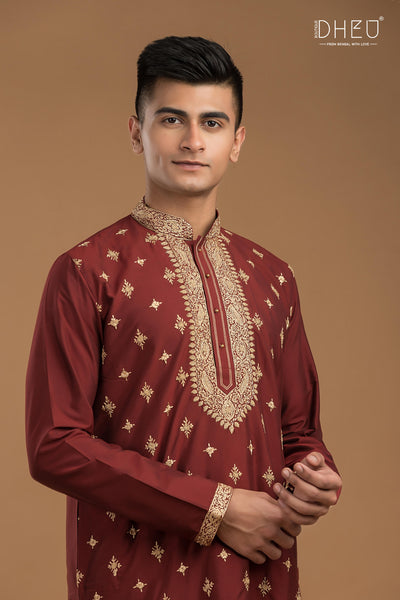 Exclusive Katan Silk Kurta & Dhoti Set