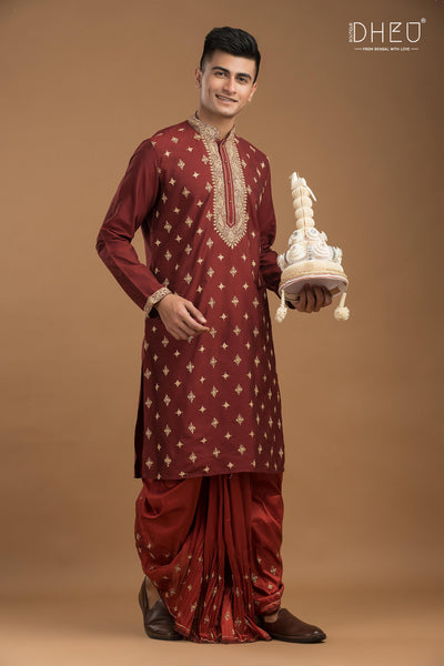 Exclusive Katan Silk Kurta & Dhoti Set