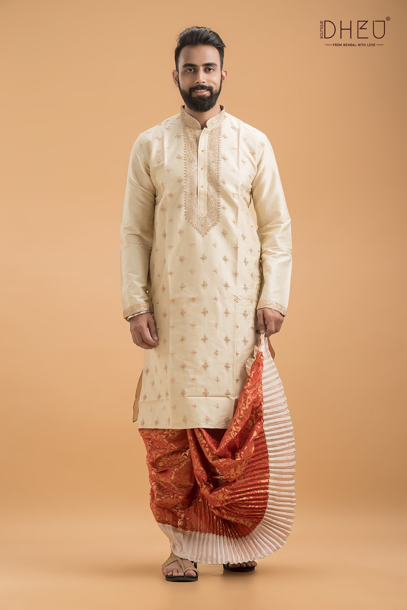 Exclusive Katan Silk Kurta & Dhoti(Optional) Set