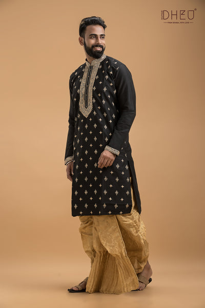 Exclusive Katan Silk Kurta & Dhoti(Optional) Set