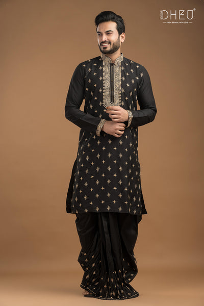 Exclusive Katan Silk Kurta & Dhoti Set