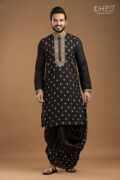 Exclusive Katan Silk Kurta & Dhoti Set