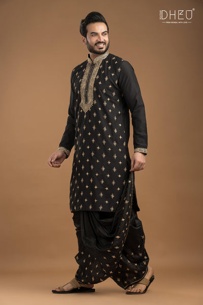 Exclusive Katan Silk Kurta & Dhoti Set