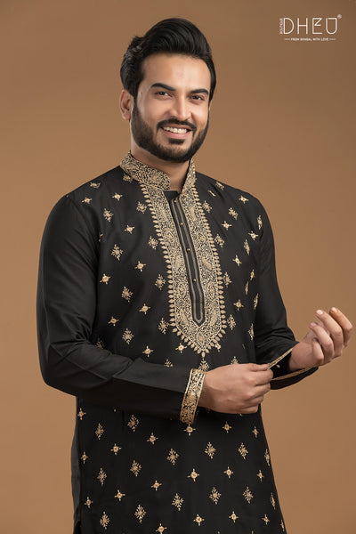 Exclusive Katan Silk Kurta & Dhoti Set