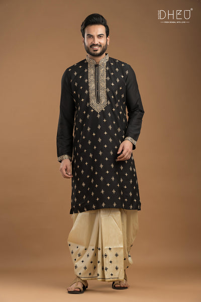 Exclusive Katan Silk Kurta & Dhoti Set