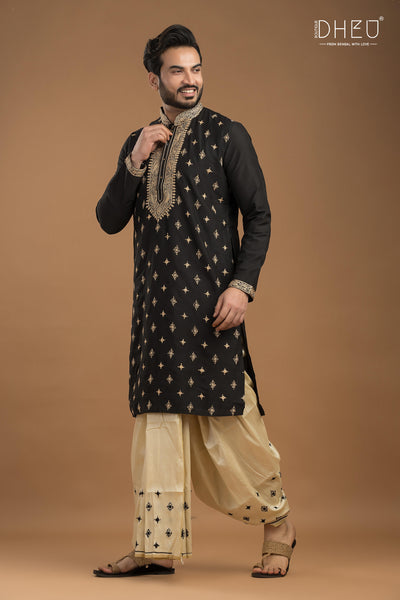 Exclusive Katan Silk Kurta & Dhoti Set