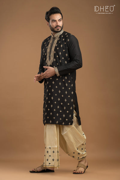 Exclusive Katan Silk Kurta & Dhoti Set