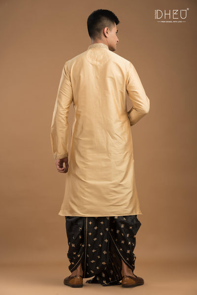 Exclusive Katan Silk Kurta & Dhoti(Optional) Set