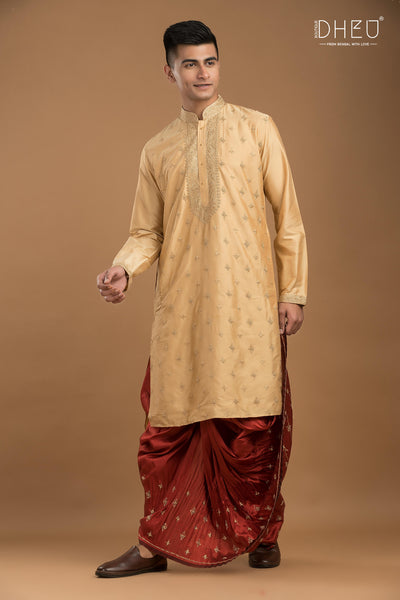 Exclusive Katan Silk Kurta & Dhoti Set