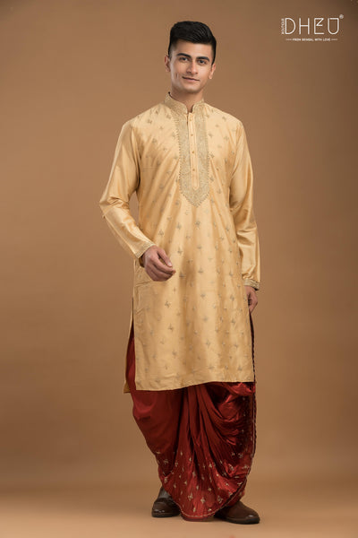 Exclusive Katan Silk Kurta & Dhoti Set