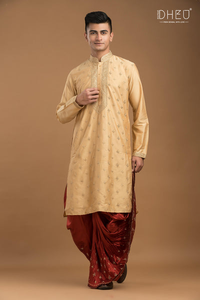 Exclusive Katan Silk Kurta & Dhoti Set